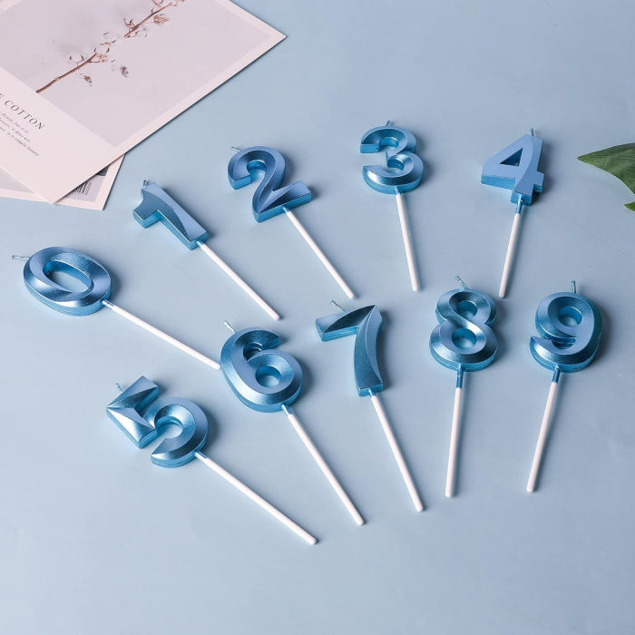 Lumanare Cifra 2, , Model Diamond, 5 x 3.4 cm, Albastru [6]