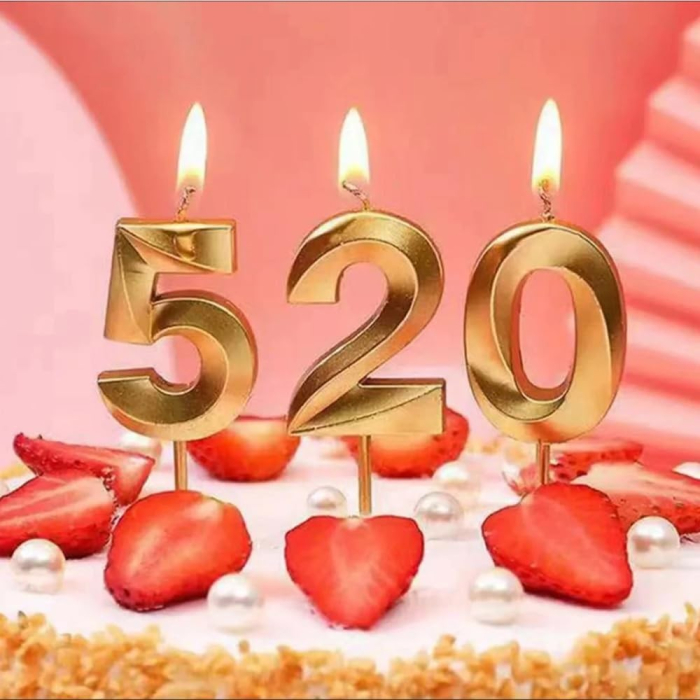 Lumanare Cifra 2, , Model Diamond, 5 x 3.4 cm, Auriu [4]