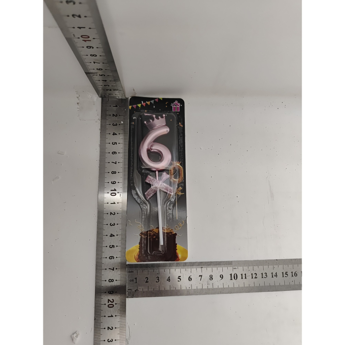 Lumanare Cifra 6, , Model Coroana cu Fundita, Pentru Tort, 6 x 2.5 cm Mov [6]