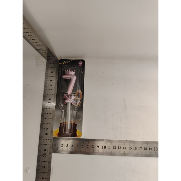 Lumanare Cifra 7, , Model Coroana cu Fundita, Pentru Tort, 6 x 2.5 cm Mov [6]