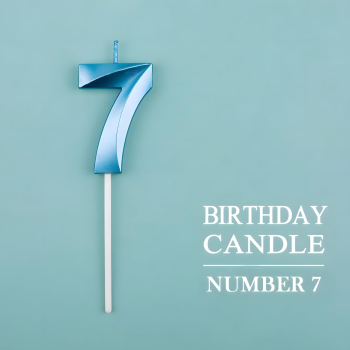 Lumanare Cifra 7, , Model Diamond, 5 x 3.4 cm, Albastru [6]