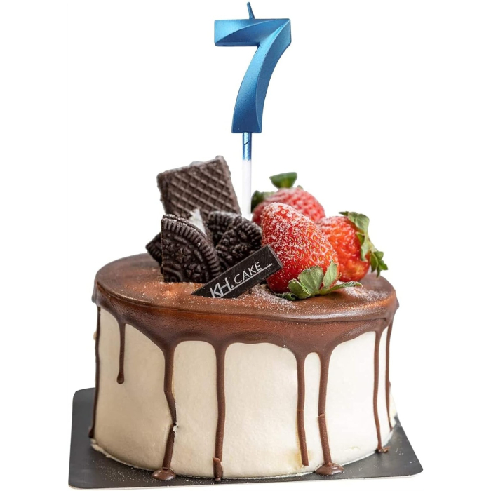 Lumanare Cifra 7, , Model Diamond, 5 x 3.4 cm, Albastru [3]