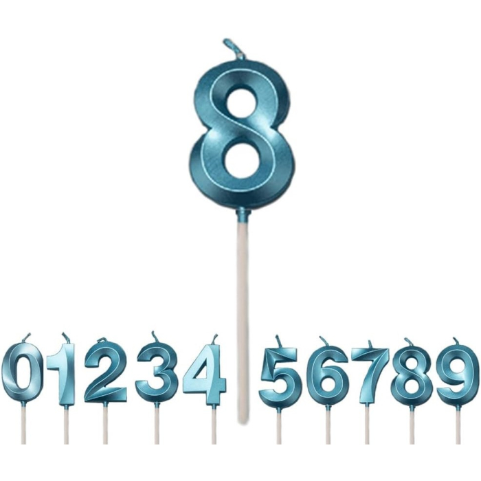 Lumanare Cifra 8, , Model Diamond, 5 x 3.4 cm, Albastru [5]