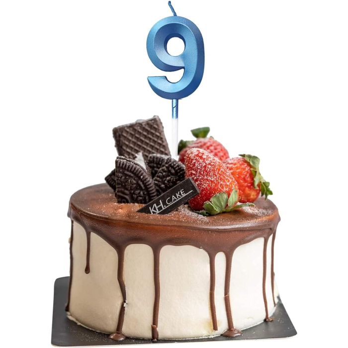 Lumanare Cifra 9, , Model Diamond, 5 x 3.4 cm, Albastru [3]