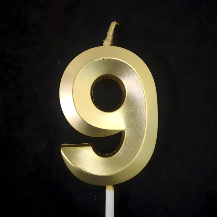 Lumanare Cifra 9, , Model Diamond, 5 x 3.4 cm, Auriu [4]