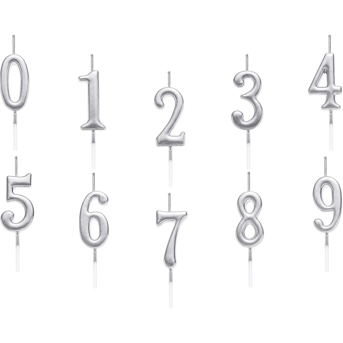 Lumanare de Tort, , Model Cifra 1, Party, 4.5 x 2.5 cm, din Parafina, Argintiu [6]