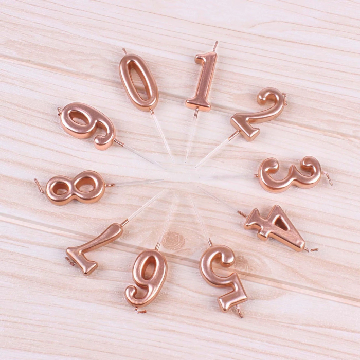 Lumanare de Tort, , Model Cifra 2, Party, 4.5 x 2.5 cm, din Parafina, Rose Gold [5]