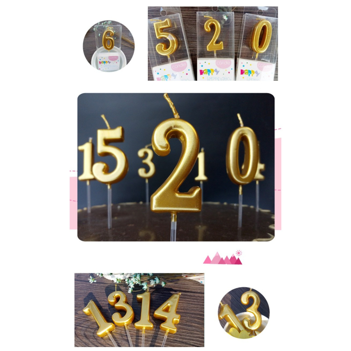 Lumanare de Tort, , Model Cifra 6, Party, 4.5 x 2.5 cm, din Parafina, Auriu [5]