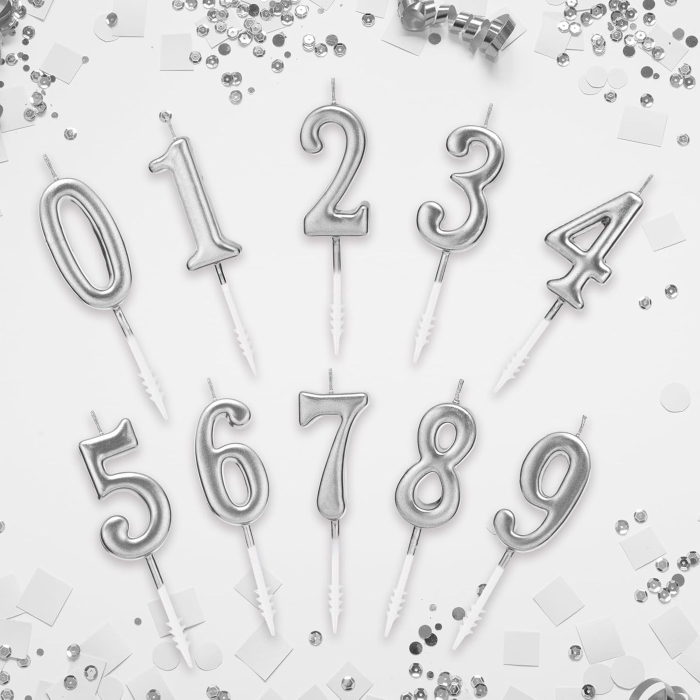 Lumanare de Tort, , Model Cifra 7, Party, 4.5 x 2.5 cm, din Parafina, Argintiu [4]