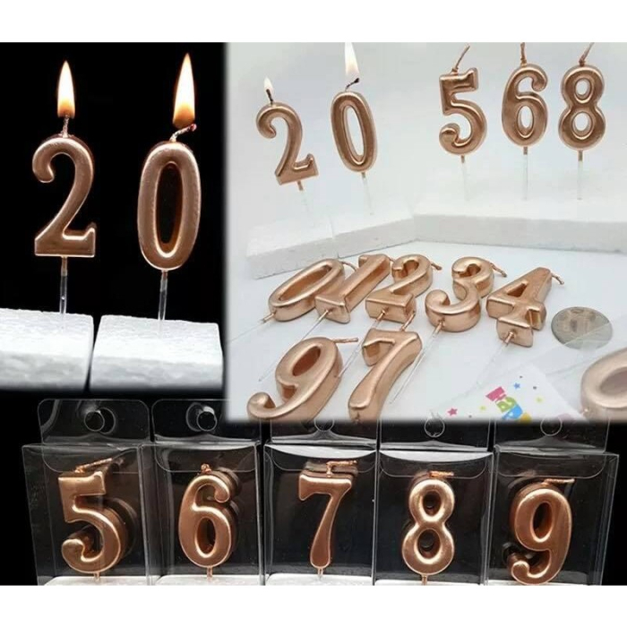 Lumanare de Tort, , Model Cifra 7, Party, 4.5 x 2.5 cm, din Parafina, Rose Gold [3]