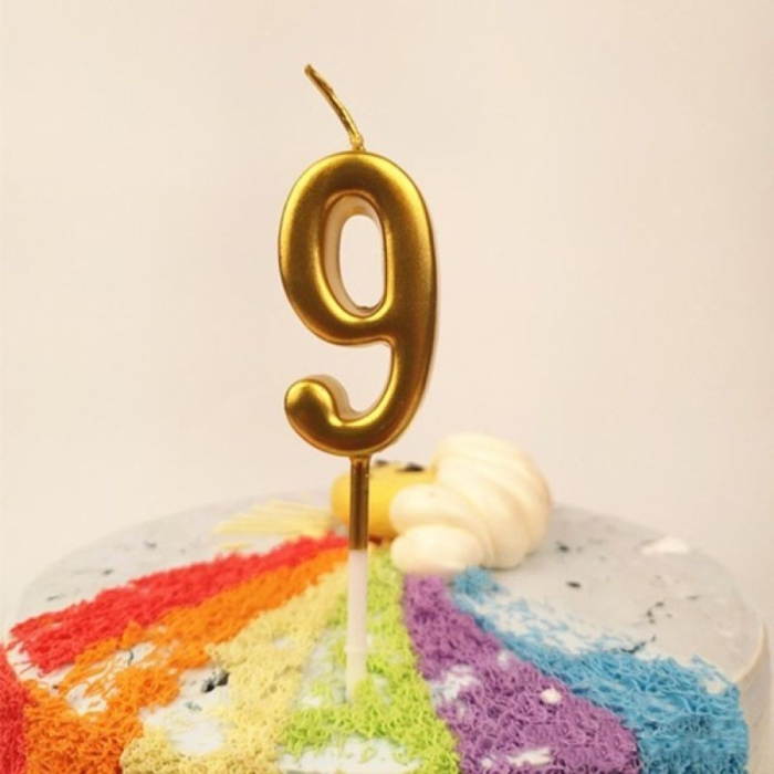 Lumanare de Tort, , Model Cifra 9, Party, 4.5 x 2.5 cm, din Parafina, Auriu [3]