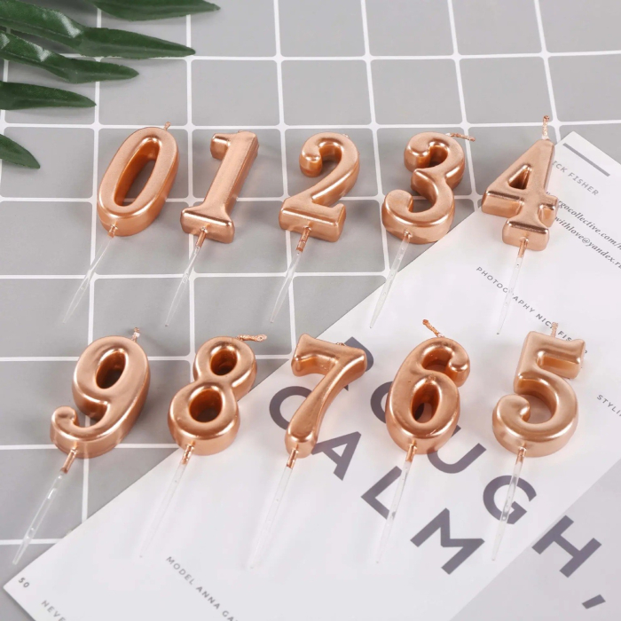 Lumanare de Tort, , Model Cifra 9, Party, 4.5 x 2.5 cm, din Parafina, Rose Gold [5]