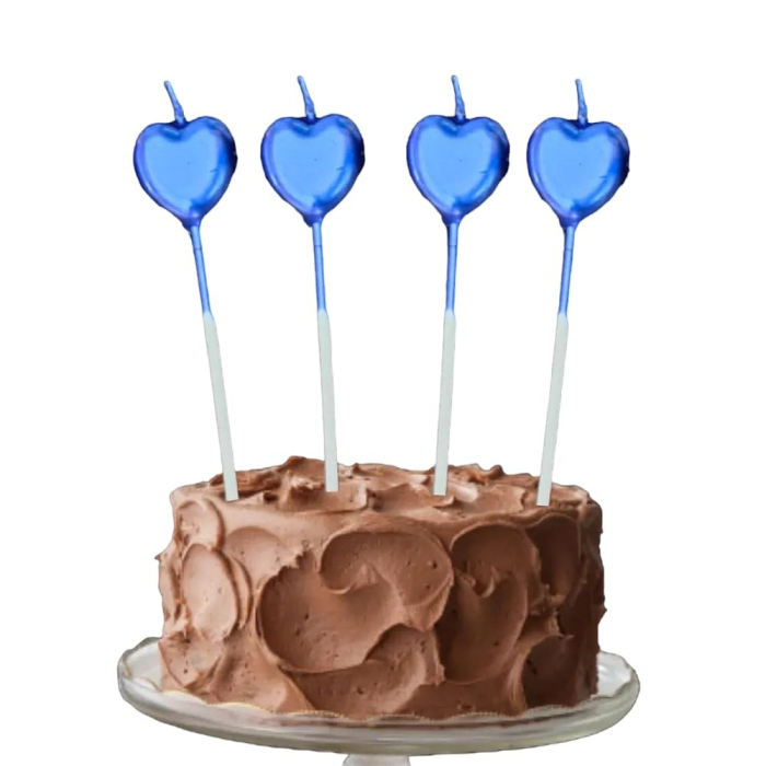 Lumanare de Tort, , Model Inima, Party, 8.5 x 3 cm, Albastru [2]