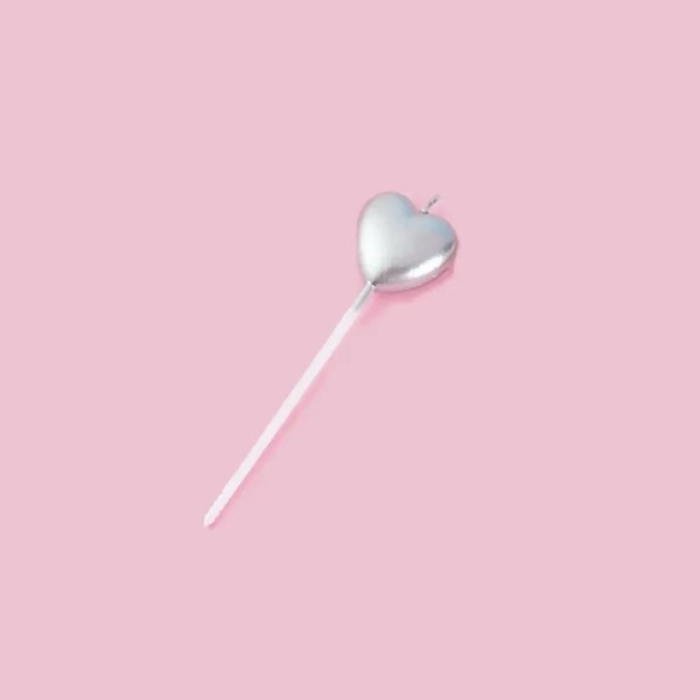 Lumanare de Tort, , Model Inima, Party, 8.5 x 3 cm, Argintiu [5]