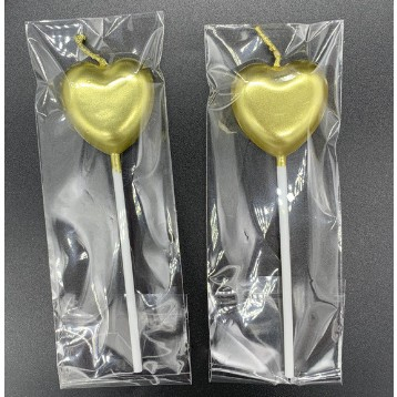 Lumanare de Tort, , Model Inima, Party, 8.5 x 3 cm, Auriu [2]