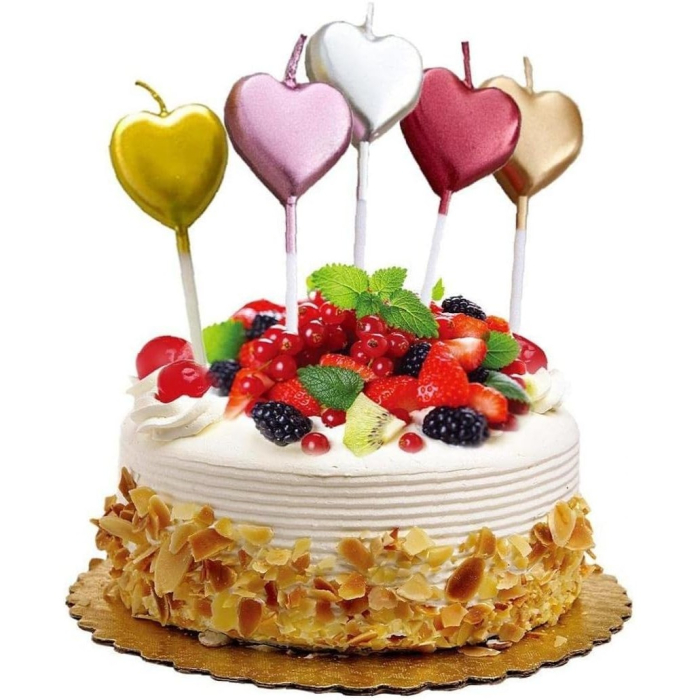 Lumanare de Tort, , Model Inima, Party, 8.5 x 3 cm, Rosu [5]