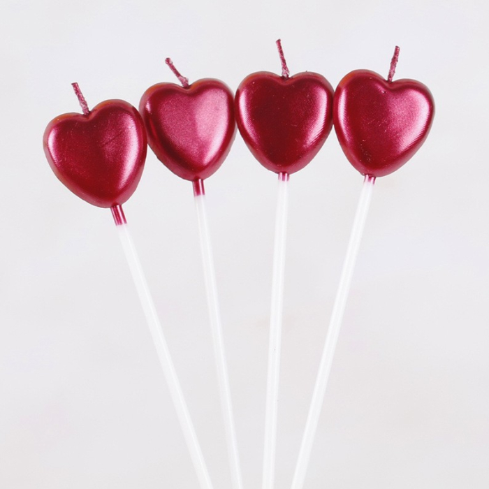 Lumanare de Tort, , Model Inima, Party, 8.5 x 3 cm, Rosu [3]