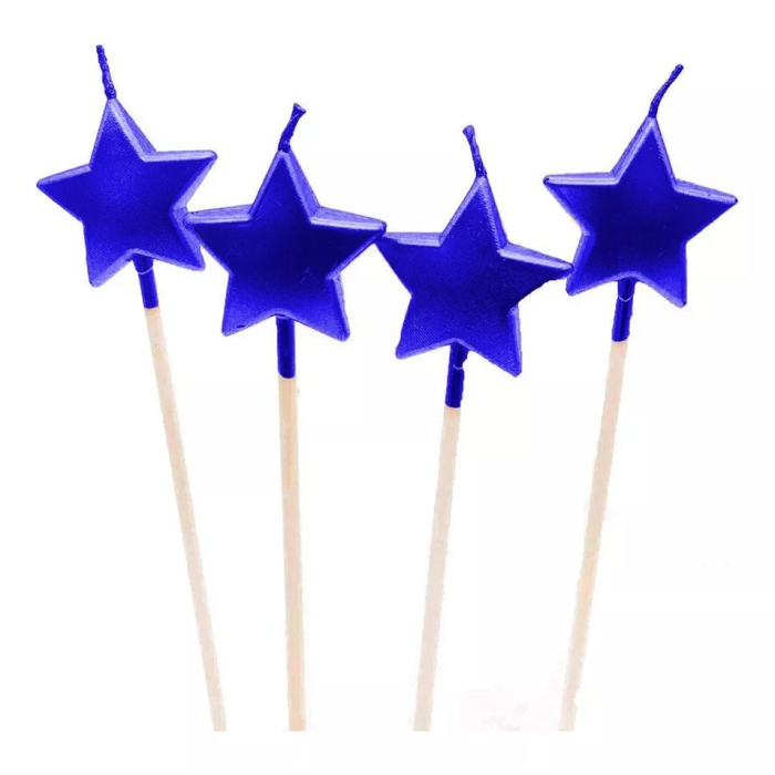 Lumanare de Tort, , Model Steluta, Party, 8.5 x 3.2 cm, Albastru [3]
