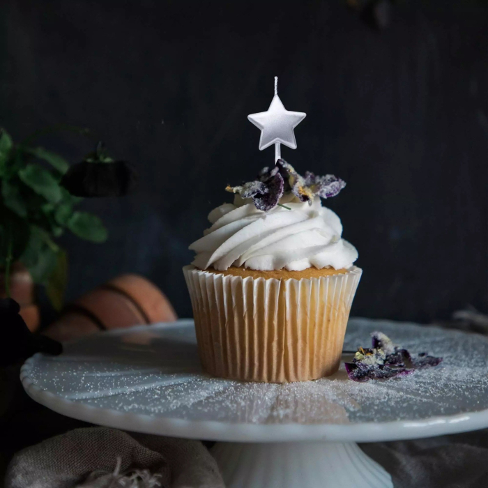 Lumanare de Tort, , Model Steluta, Party, 8.5 x 3.2 cm, Argintiu [2]