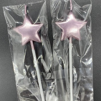 Lumanare de Tort, , Model Steluta, Party, 8.5 x 3.2 cm, Roz Auriu [6]