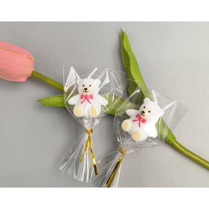 Lumanare de Tort, , Model Ursulet, Party, 8 x 3.2 cm, Alb [2]