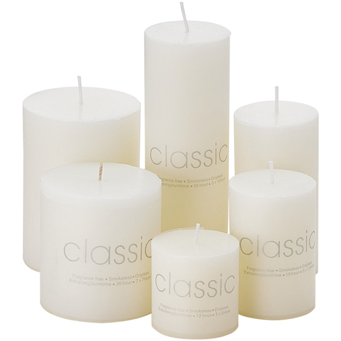 Lumanare Decorativa, , din Parafina, Cilindrica, Fara Fum si Fara Parfum, 5 x 7.5 cm, 130 g, Ardere 36h, Ivory Alb [4]