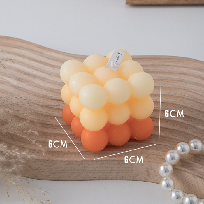 Lumanare Parfumata, , din Ceara De Soia, Model Cub, Gradient in 3 Culori Pale, 6x6x6 cm, Aroma de Portocale, Orange [2]