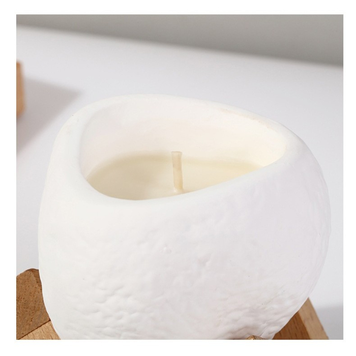 Lumanare Parfumata, , Model Abstract, Aroma de Ploaie Osmanthus, din Ceara de Soia, 8 x 5.5 x 6 cm, Alb [4]