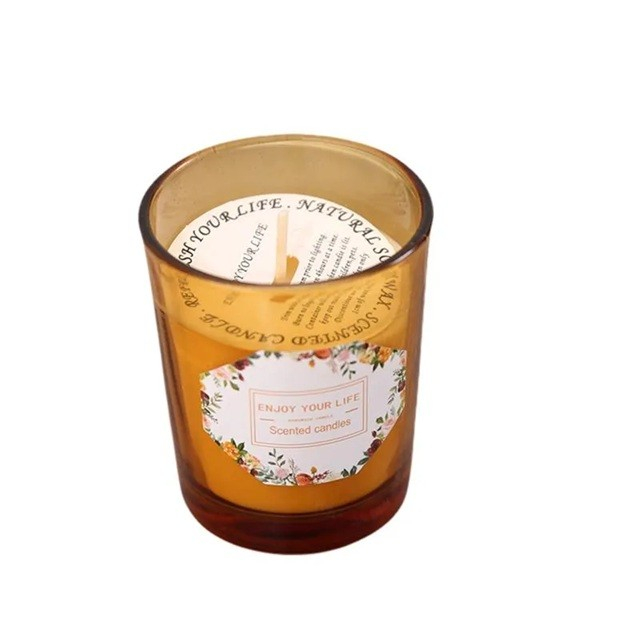 Lumanare Parfumata, , Model Pahar Maro, Aroma de Rodie si Crin, din Ceara de Soia, 6.2 x 5.2 cm, Maro [3]