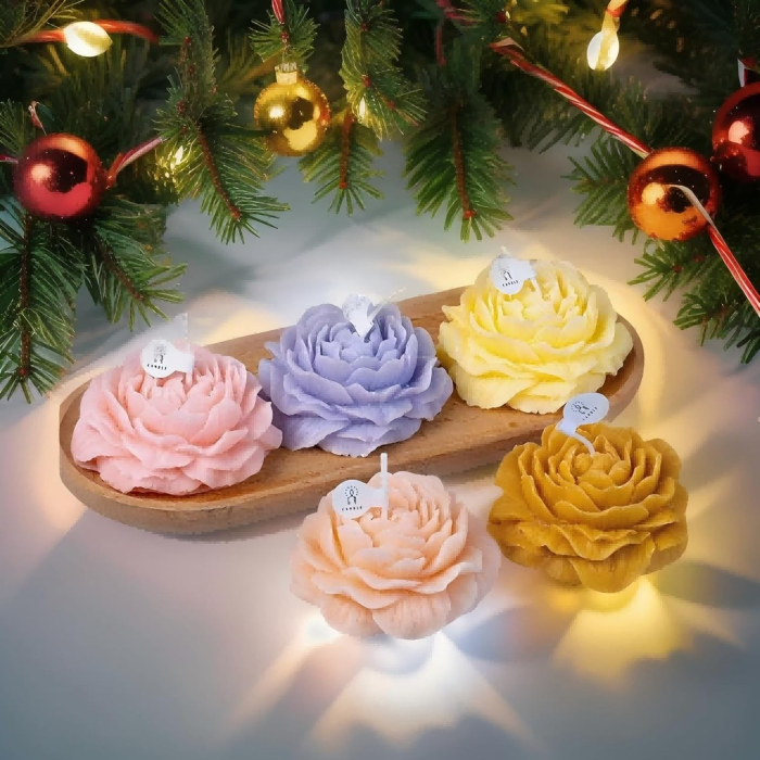 Lumanare Parfumata, , Model Trandafir, Ardere 10h, 70 g, 7.5 x 3.5 cm, Parfum de Lavanda, Mov [5]