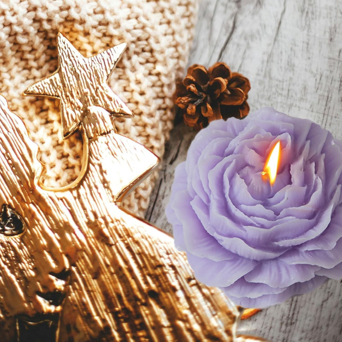 Lumanare Parfumata, , Model Trandafir, Ardere 10h, 70 g, 7.5 x 3.5 cm, Parfum de Lavanda, Mov [2]