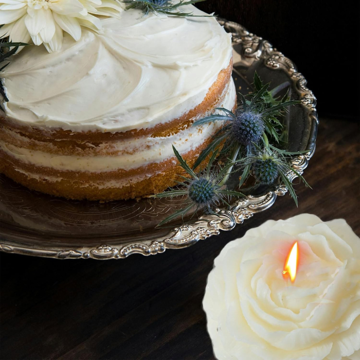 Lumanare Parfumata, , Model Trandafir, Ardere 10h, 70 g, 7.5 x 3.5 cm, Parfum de Tuberoza, Alb [3]