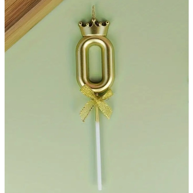Lumanare pentru Tort Cifra 0, Model Coroana, Gold, , Party [12]