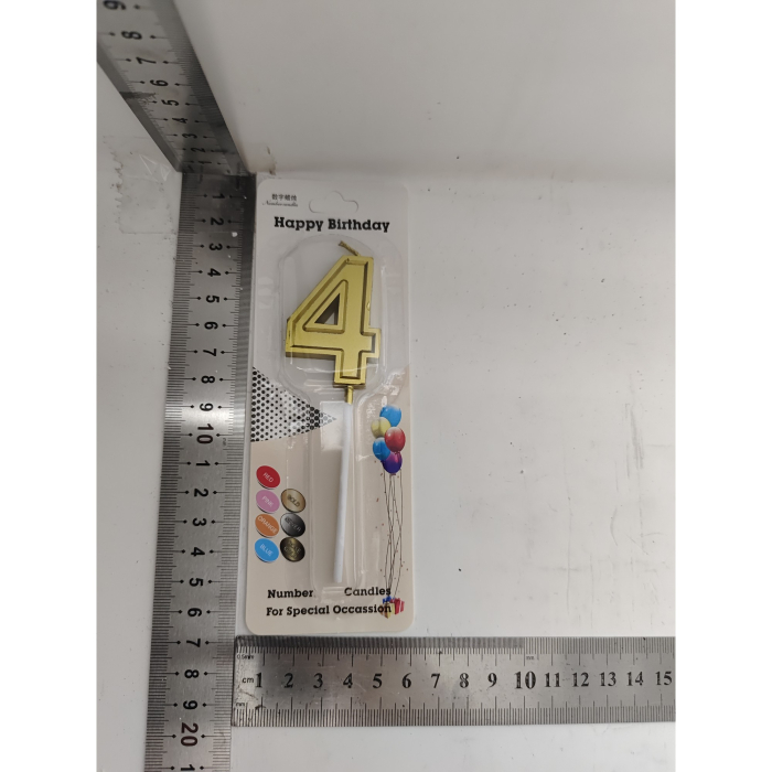Lumanare pentru Tort Cifra 4, , 4.8 cm, Anivesare, Aurie [2]