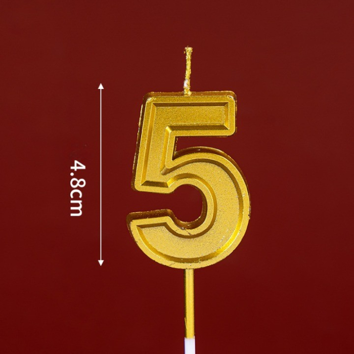 Lumanare pentru Tort Cifra 5, , 4.8 cm, Aniversare, Aurie [2]