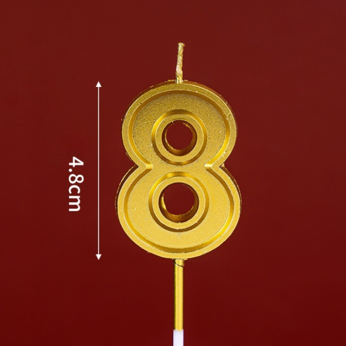Lumanare pentru Tort Cifra 8, , 4.8 cm, Aniversare, Aurie [2]