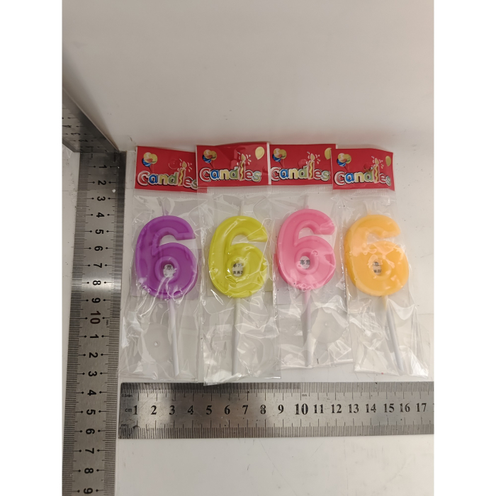 Lumanare Tort, cifra 6, , Culoare Random [2]