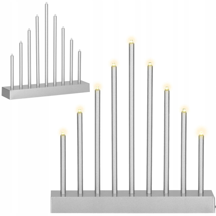 Lumanari decorative de Craciun, 9 becuri tip LED, culoare argintiu [7]