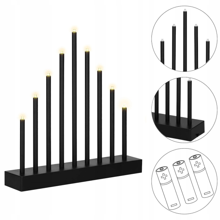 Lumanari decorative de Craciun, 9 becuri tip LED, culoare negru [13]