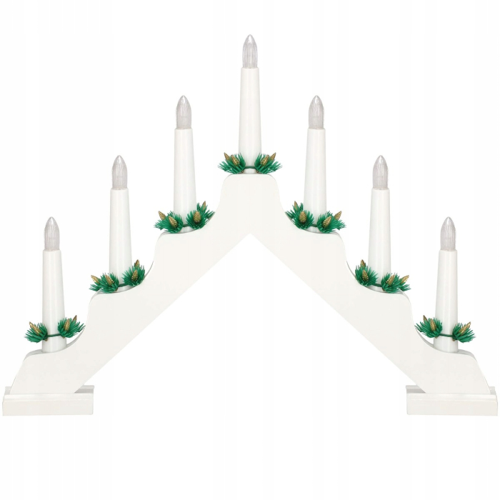 Lumanari decorative de Craciun, stand de lemn, 7 becuri tip LED, culoare alba [11]