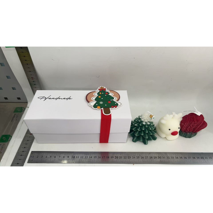 Lumanari Parfumate de Craciun, , GIFT BOX din 3 Lumanari din Ceara de Soia, Model A Brad, Manusa, Ren, 22.5 x 9.5 x 9 cm, Multicolor [3]