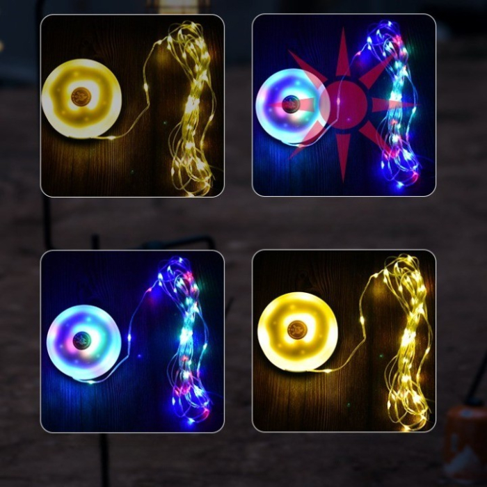 Lumină de camping LED încărcare USB, , șir colorat, pentru aer liber, cort, Distanta 10 metri, 1800mAH, 10.5x4.3 cm, Alb Verde [4]