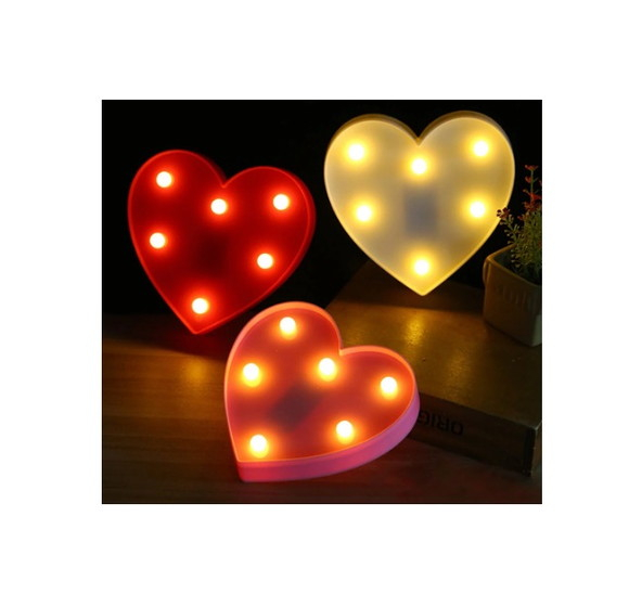 Lampa de Veghe cu Lumina Ambientala cu 6 Becuri LED Lumina Calda - Inimioara, Rosu [4]