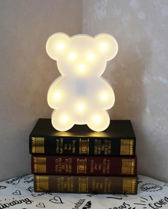 Lampa de Veghe cu Lumina Ambientala cu 10 Becuri LED Lumina Calda - Ursulet, Alb [5]