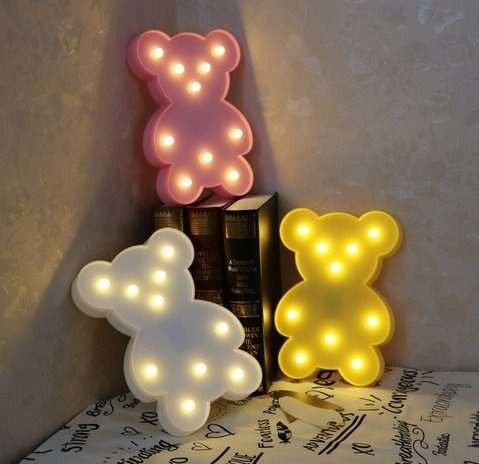 Lampa de Veghe cu Lumina Ambientala cu 10 Becuri LED Lumina Calda - Ursulet, Alb [2]
