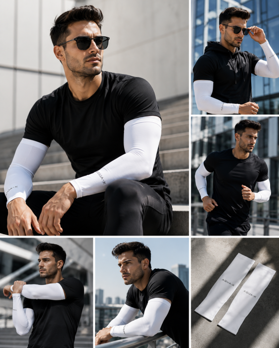 Maneci Sport pentru Protectie Brate cu Protectie UV, Set 2 Bucati, Respirabile si Supraelastice, Unisex [2]