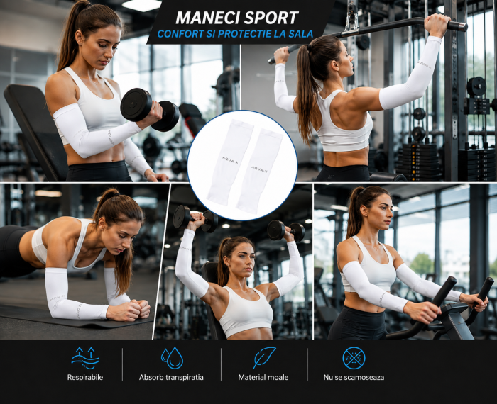 Maneci Sport pentru Protectie Brate cu Protectie UV, Set 2 Bucati, Respirabile si Supraelastice, Unisex [4]