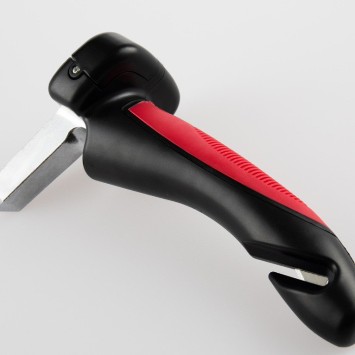 Maner Auto 4 in 1, , Kit de Siguranta, Maner, LED, Cutter, Ciocan, din ABS si Aluminiu, 18 x 7 cm, Rosu/Negru [8]