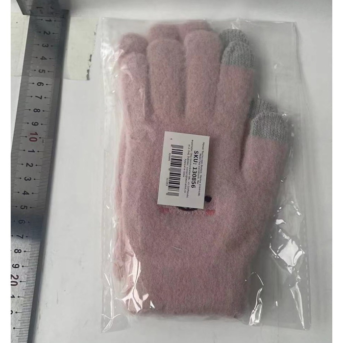 Manusi Dama, , Model Fata Zambitoare, Functie Touchscreen (ecran tactil), Material Lana Brodata, Manseta Elastica, Interior Pufos, Marime Universala, Roz [2]