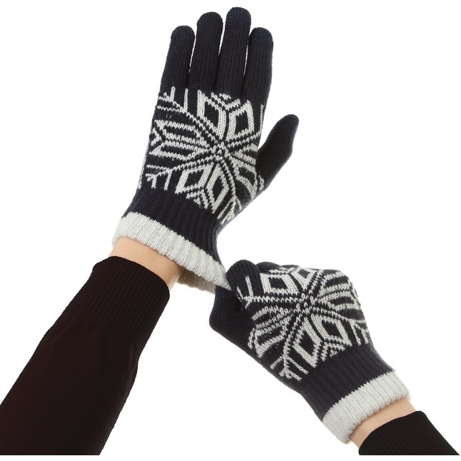 Manusi de Barbat, , Model Fulg, Functie Touchscreen (ecran tactil), Material Acril Tricotat, Manseta Elastica, Interior Catifelat, Marime Universala, Albastru Marin [4]